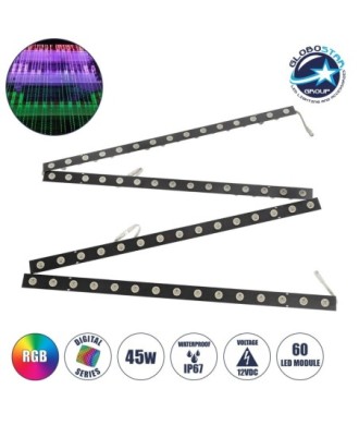 GloboStar® 90830 4 x Digital Pixel Addressable Facade Aluminum Bars - 4 x Ψηφιακές Μπάρες Αλουμινίου Πρόσοψης Κτιρίων LED SMD 3535 45W 60LED 60PIXEL SPI-TTL Protocol IC UCS512B 2700lm 120° DC 12V IP67 RGB - Μαύρο Σώμα - Μ400 x Π4.5 x Υ3.6cm - 4 Μπάρες